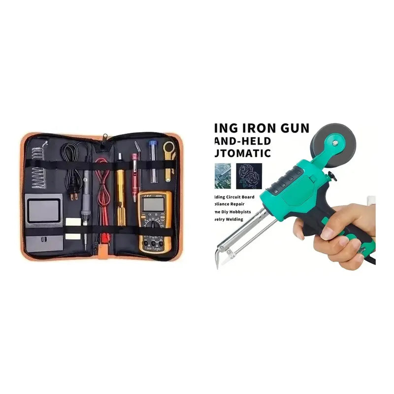 Kit Soldador: Cautín Soldadura 60w Temperatura Regulable + Pistola Soldadura Automática Manual
