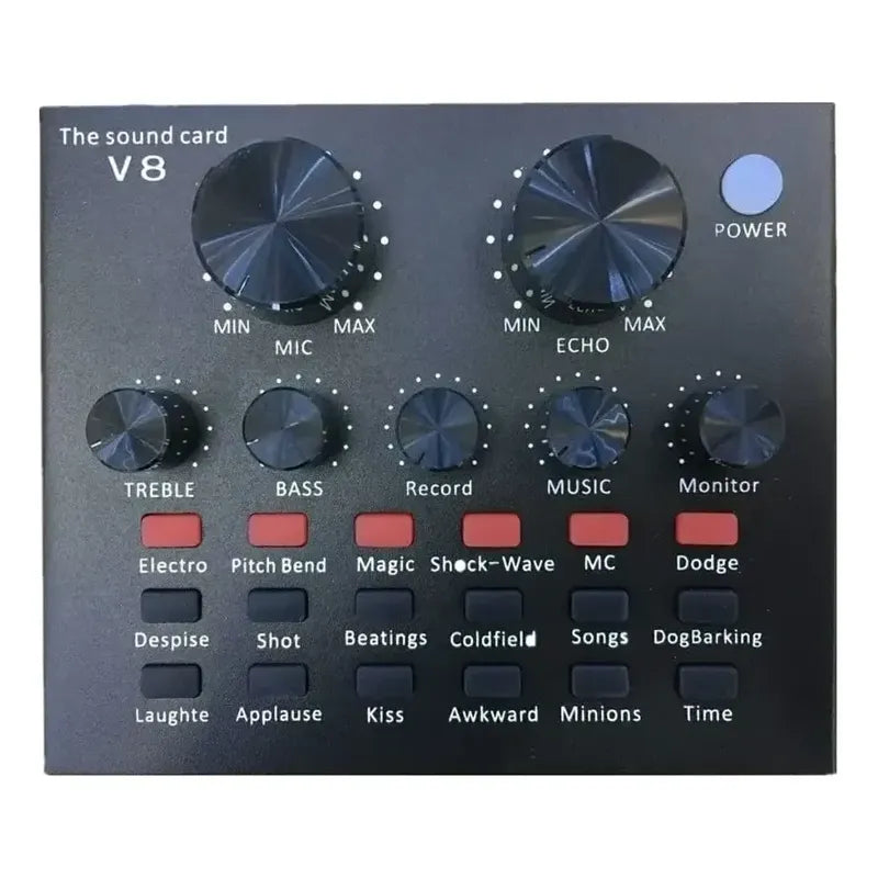 Tarjeta De Sonido V8 + Micrófono Condensador Usb Audifono Negro
