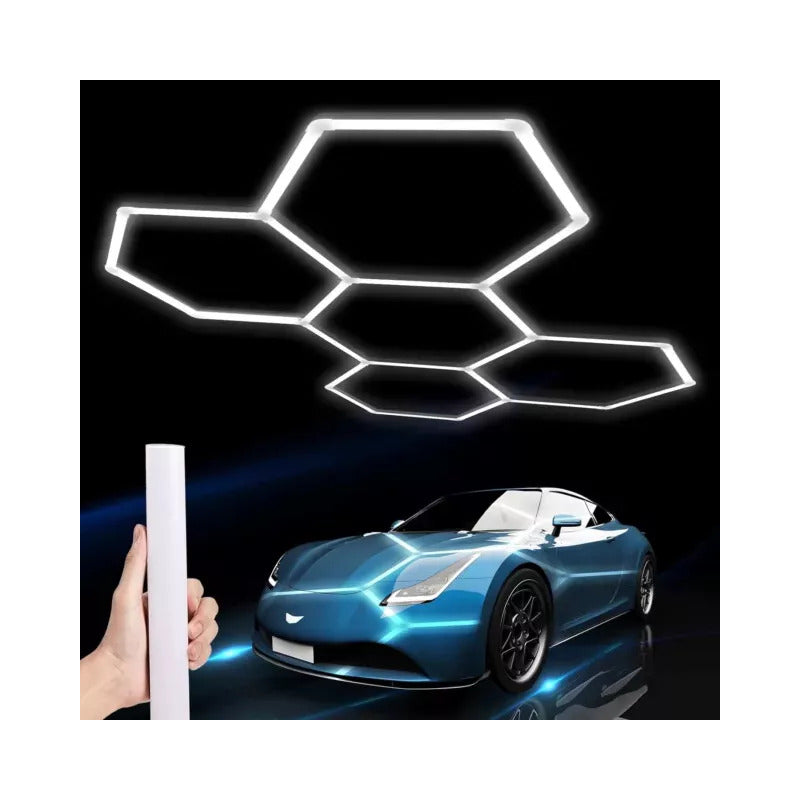 Luz De Techo Para Talleres Detailing Barbería Led Hexagono Blanco
