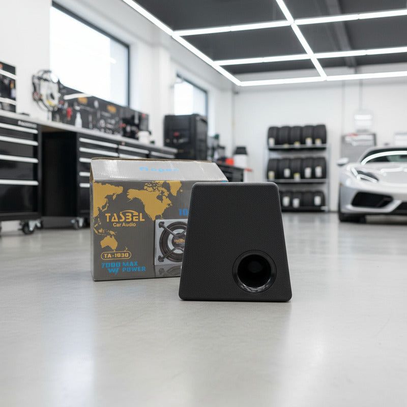 Subwoofer Amplificado 7000w 10 Pulgadas + Kit De Cables Gris