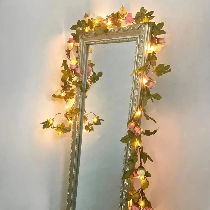 Guirnalda Solar De Rosas Solares - Ip65 Luz Cálida Largo 5m