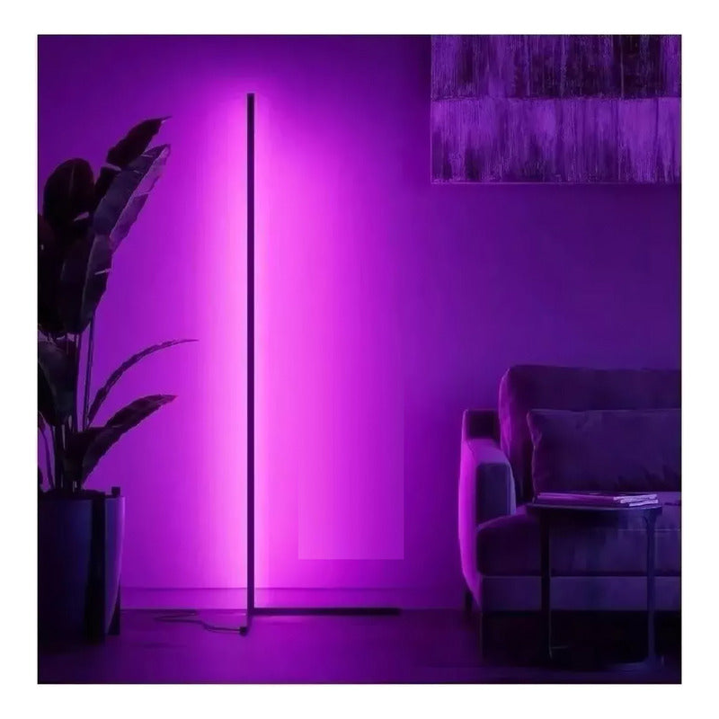 Lampara De Pie Con App Y Mando Moderna Led Rgb Con Control Blanco Negro