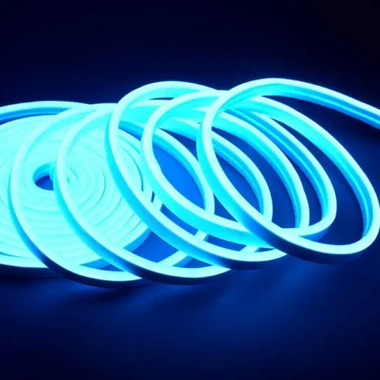 Cinta Led Neon Luz 5mts Flexible Transformador 12v Decoracio Celeste