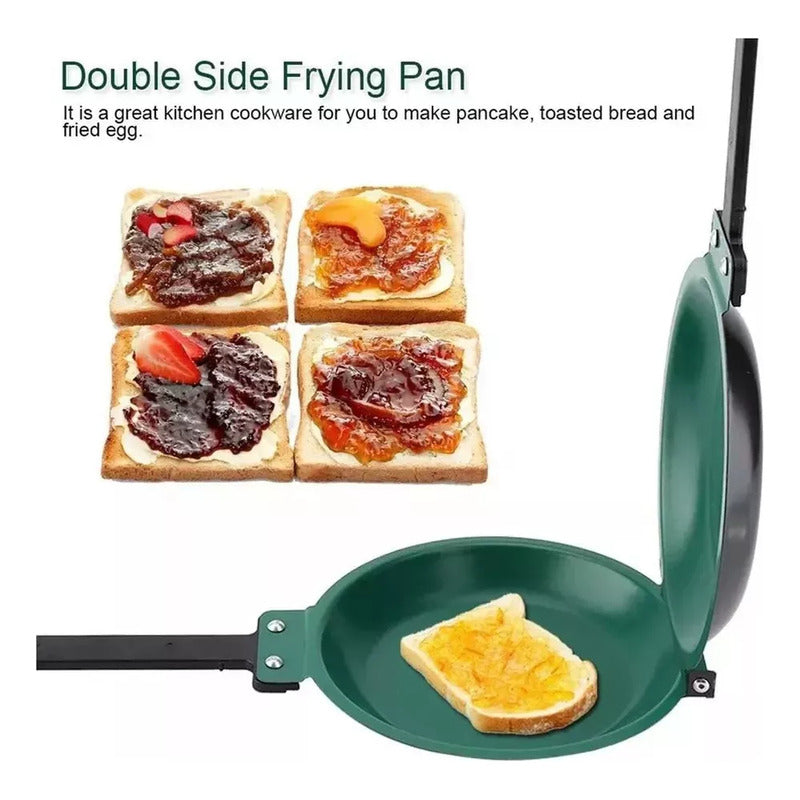 Sartén Doble Cara Antiadherente Tortillero Doble Panqueques Negro