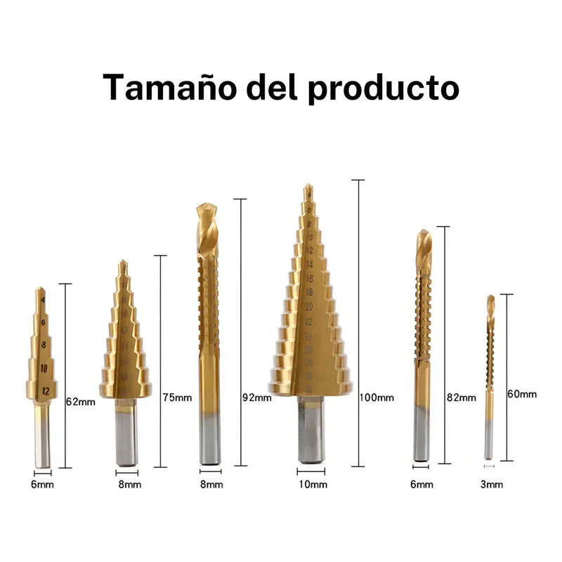 Juego De Brocas Escalonadas Y Dentadas Con Revestimiento