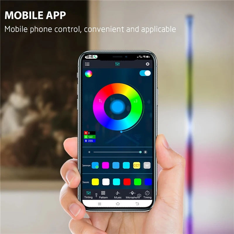 Lampara De Pie Con App Y Mando Moderna Led Rgb Con Control Blanco Negro