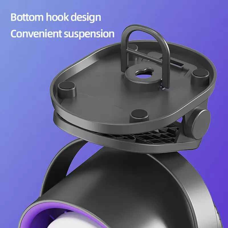 Ventilador Recargable Digital Liviano Mesa Escritorio Gancho 12 Cm 50hz-60hz Negro Plástico 7