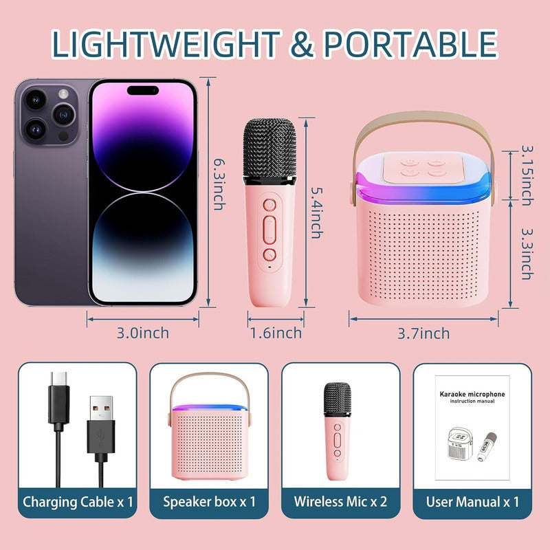 Parlante Con Micrófono Karaoke Bluetooth Portátil Radio Negro
