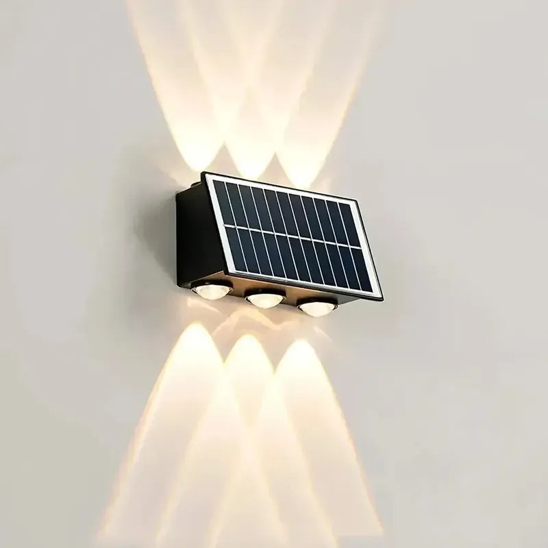 Aplique Solar Para Muro Diseño Moderno Luz Cálida Exterior Negro