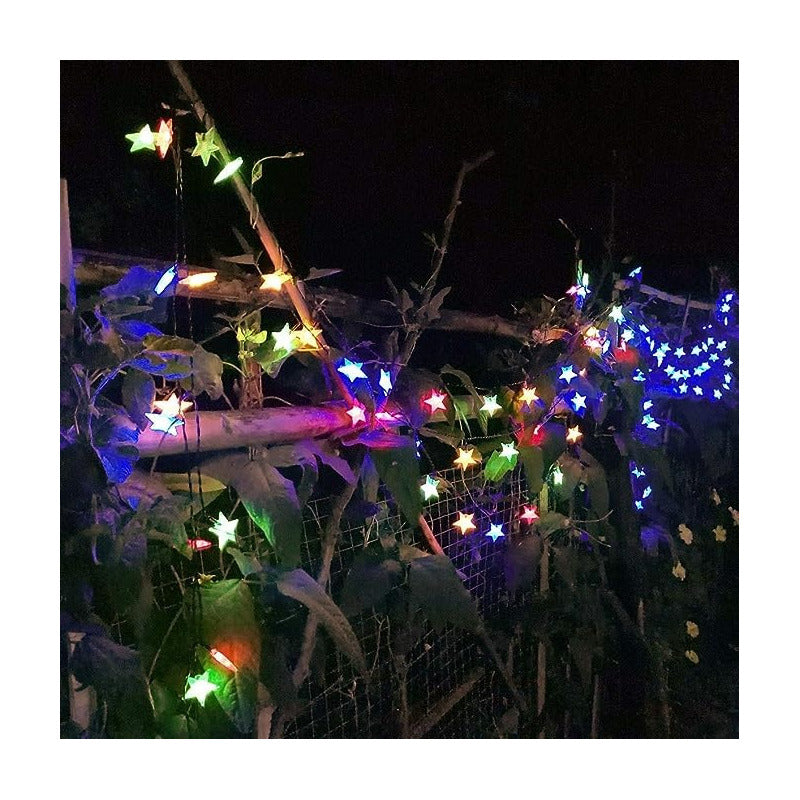 Estrellas Multicolor Led Guirnalda De Navidad Lineal Solar