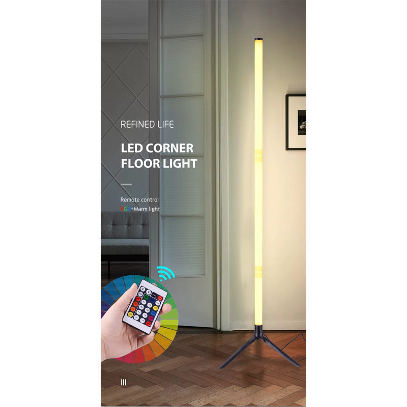 Lampara Esquinera Usb Luces Led Rgb Ambiente Moderno Gris Negro