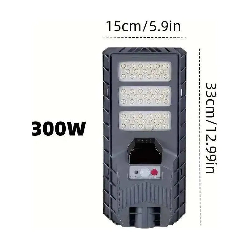 Foco Solar Recargable 300w Sensor Movimiento Y Control Gris Oscuro Blanco Frío