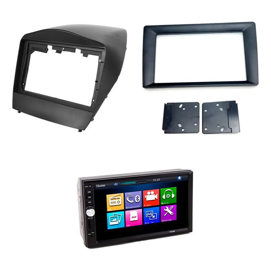 Kit Radio Tucson: Bisel 9 2010-2015 Negro + Radio 2 Din Mp5 Mirror Link + Adaptador 9 A 7