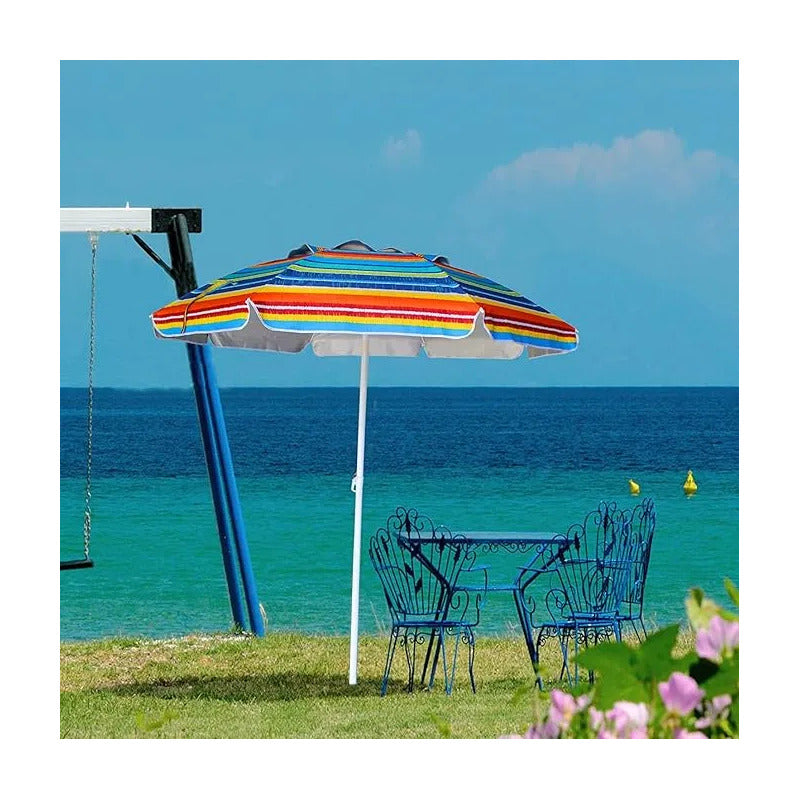 Pack 2 Sillas De Camping Plegable + 1 Quitasol Playa Verano Variado