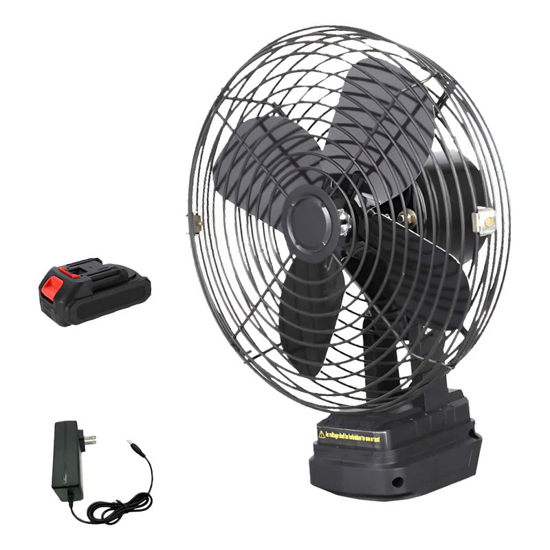 Ventilador Camping Con Bateria Escritorio Recargable Inalamb 15 Cm Negro