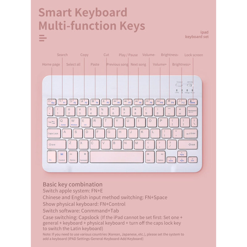 Kit Teclado Mouse Bt Para Windows Apple Android Slim Pastel