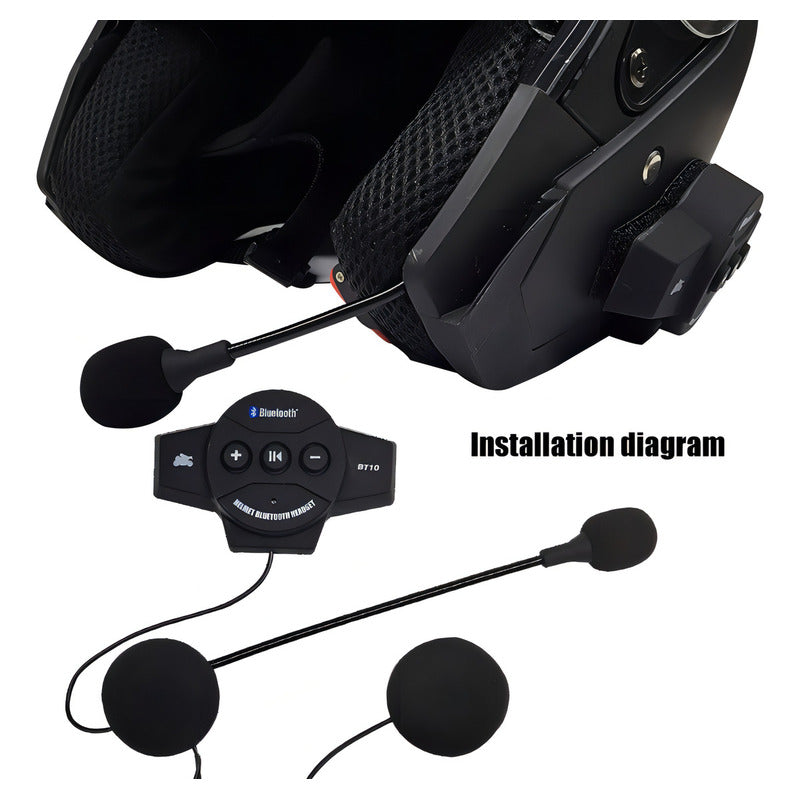 Audífonos Bluetooth Manos Libres Para Casco De Moto Color Negro