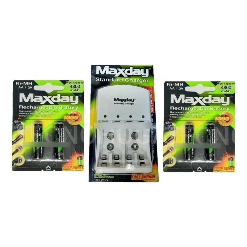 Cargador De Bateria Aa Aaa Batería 9v Con 4 Pilas Aaa