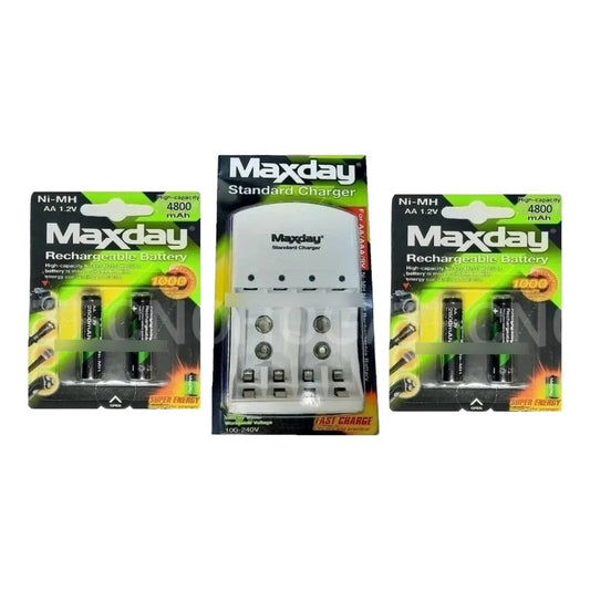 Cargador De Bateria Aa Aaa Batería 9v Con 4 Pilas Aaa