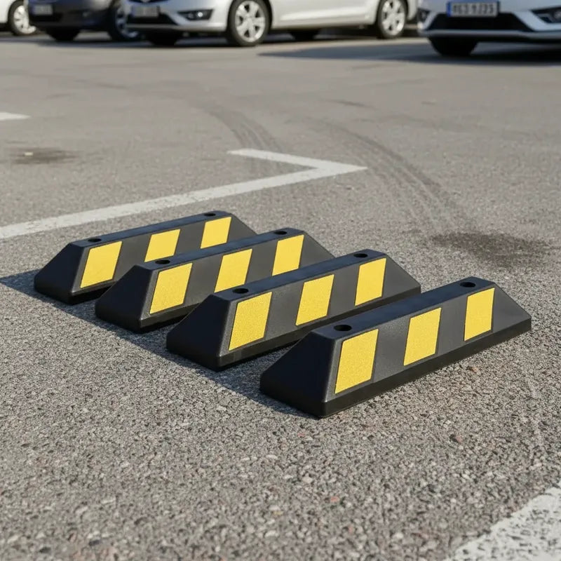 Pack X4 Tope De Estacionamiento Negro Amarillo Parking Negro