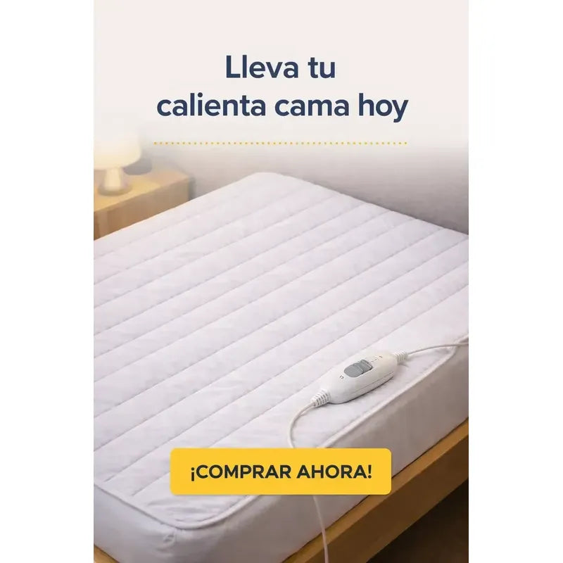 Cobertor Termico Calienta Cama Electrico Grande Calefactor Blanco 2 Plazas