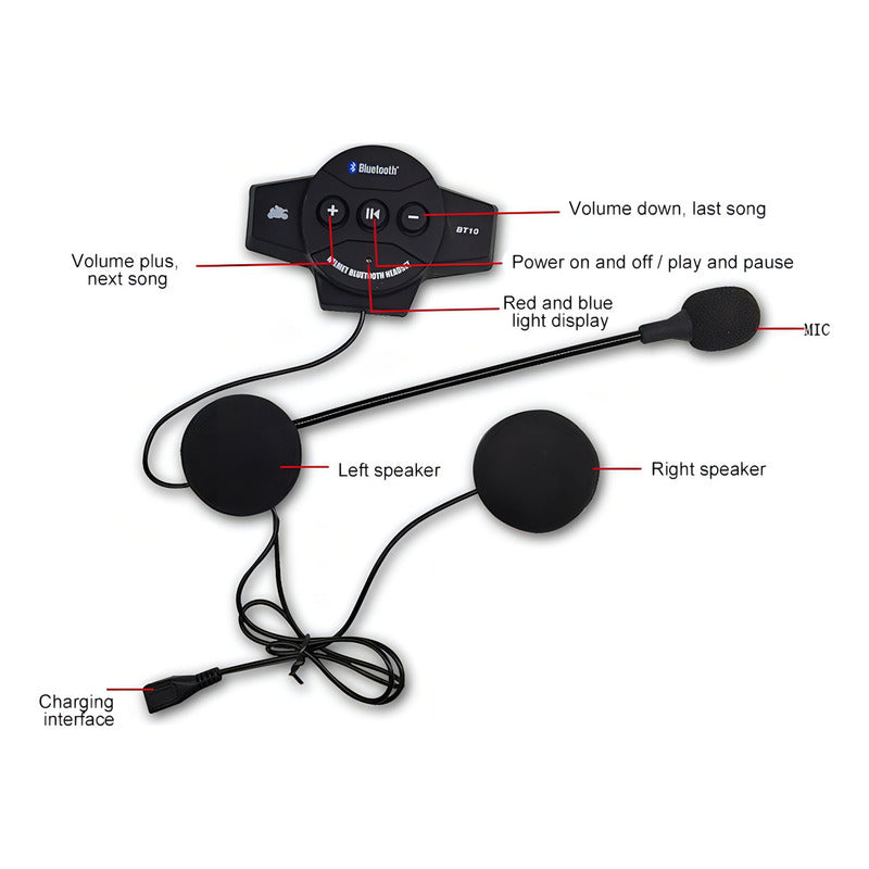 Audífonos Bluetooth Manos Libres Para Casco De Moto Color Negro