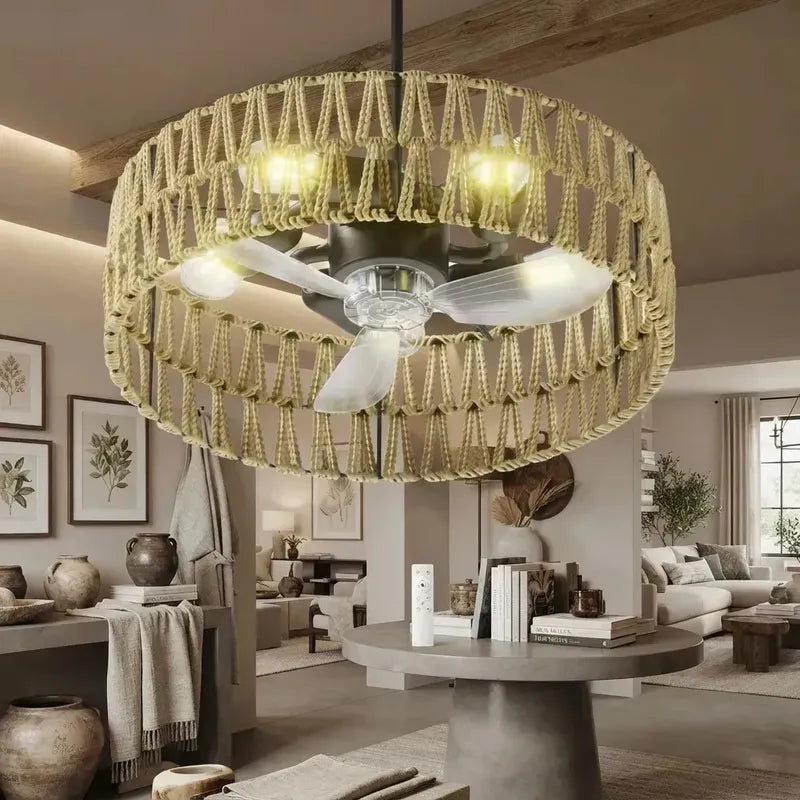 Ventilador De Techo Con Luz Y Control Remoto Diseño Rústico