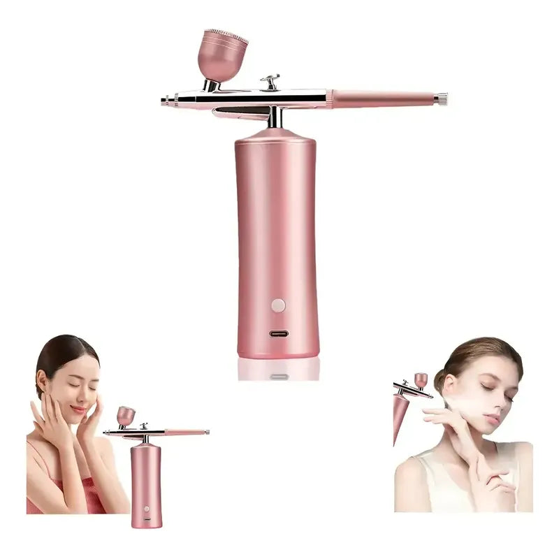 Aerógrafo Compresor Inalámbrico Recargable 30psi Profesional Rosado