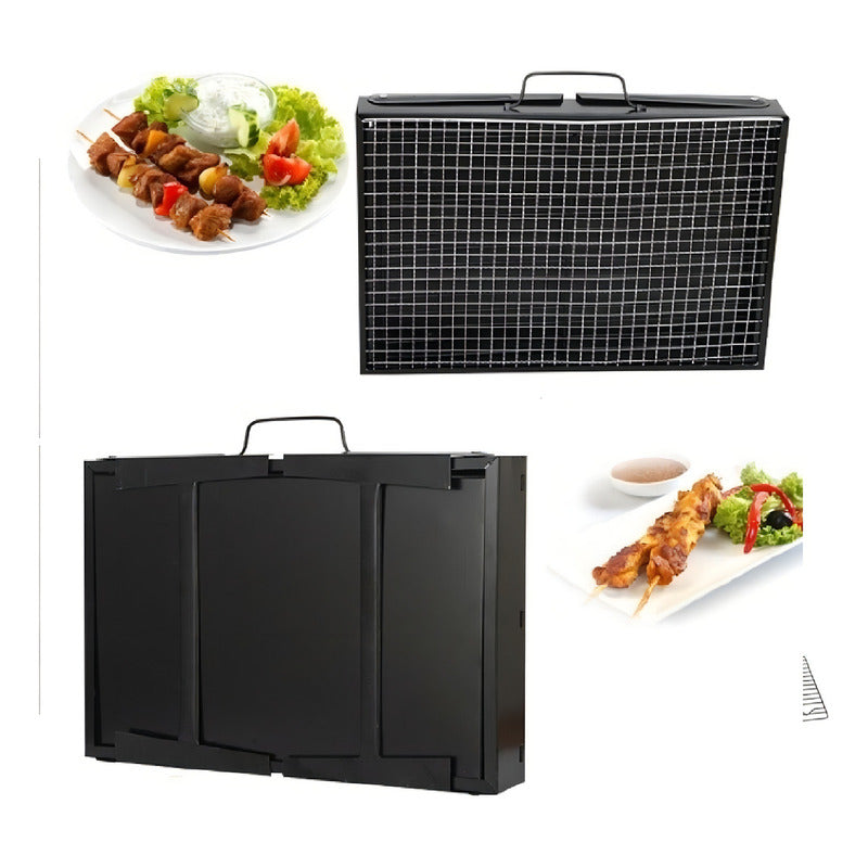 Parrillera Asados Grill Bbq Portatil Plegable Terraza Balcon Color Negro