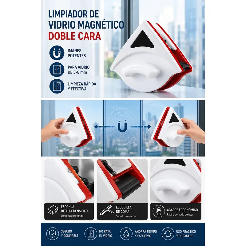Limpia Vidrios Magnetico Limpiador De Ventanas Hogar