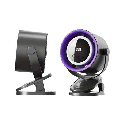 Ventilador Recargable Digital Liviano Mesa Escritorio Gancho 12 Cm 50hz-60hz Negro Plástico 7