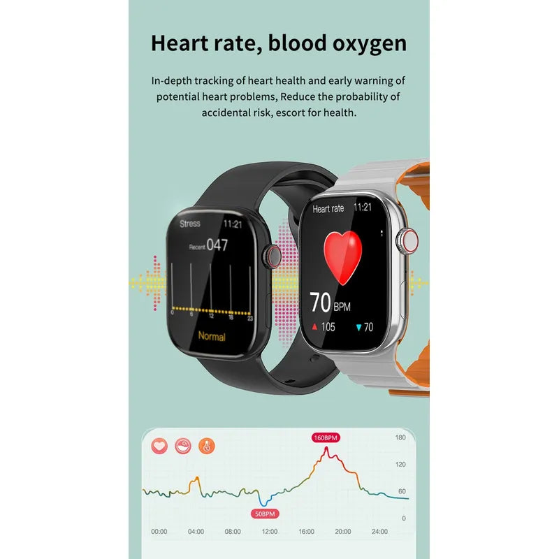 Vidvie Smartwatch Deportivo 44mm Blanco Silicona Negro Bluetooth Resistente Agua Milanese