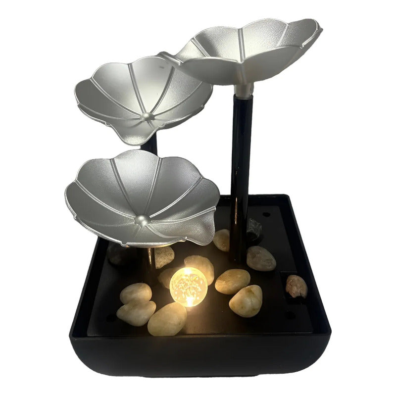 Fuente De Mesa Cascada De Agua Iluminación Decoración Relax Flores