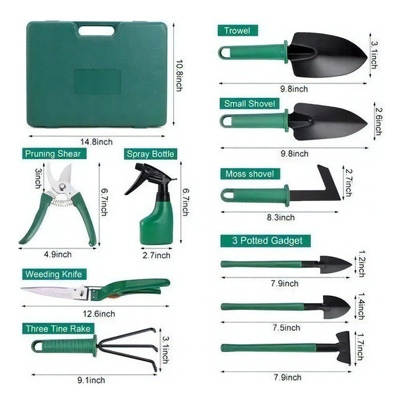 Set De Jardinería 11pzs Herramientas De Jardinería Manual