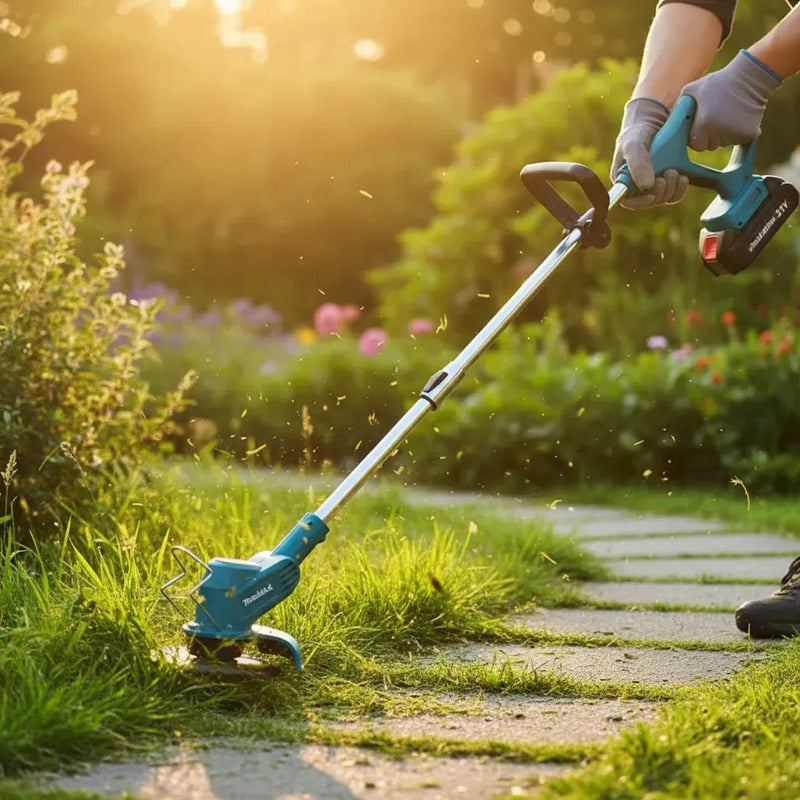 Kit 3 En 1 Cortadora De Pasto + Tijera + Sierra Para Jardin Azul Acero