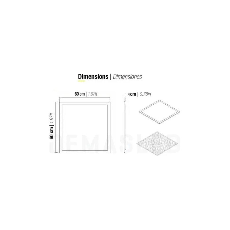Panel Led Plafón 60x60cm 48w Empotrable Cielo Foco Cuadrado