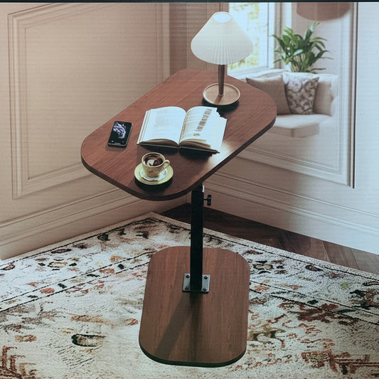 Mesa Auxiliar Tipo C Altura Ajustable Giratoria 80x40x30cm Marrón