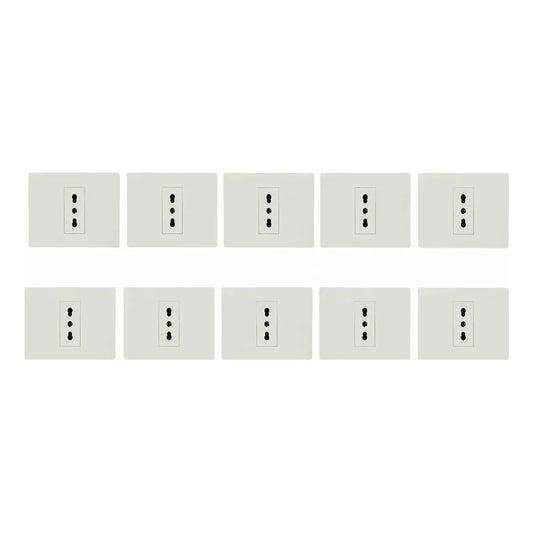 Pack X6 Toma Simple 10a 250v Blanco Enchufe Tomacorriente Blanco