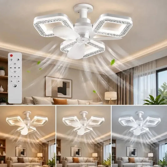 Lámpara Ventilador Led Rosca E27 Efecto Cristal Blanco