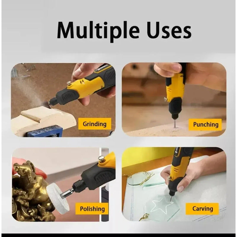 Mini Dremel Inalámbrico Recargable Con Maleta Y 35 Piezas 50/60hz 10 W
