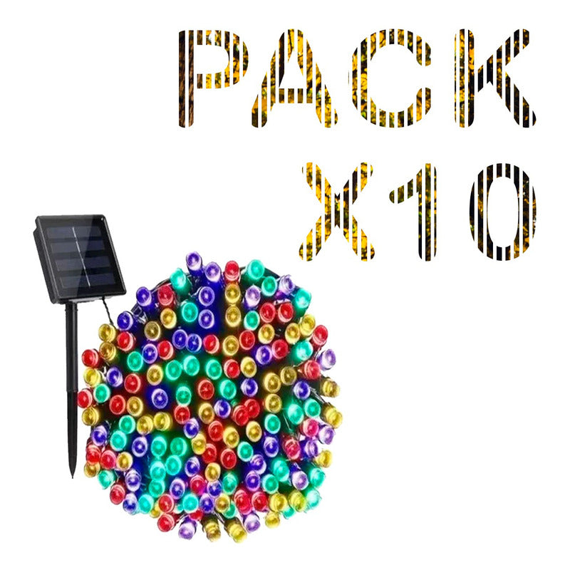 Pack X10 Guirnalda Luces Solares Navidad 10 Metros 100 Led