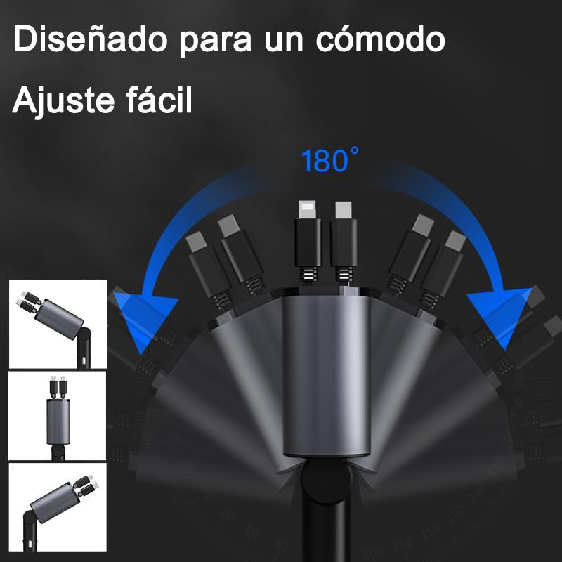 Cargador Retráctil Para Coche, Cargador Usb C 4 En 1 De 60 W