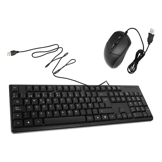 Kit Teclado Y Mouse Alámbrico Oficina Hogar Cableado
