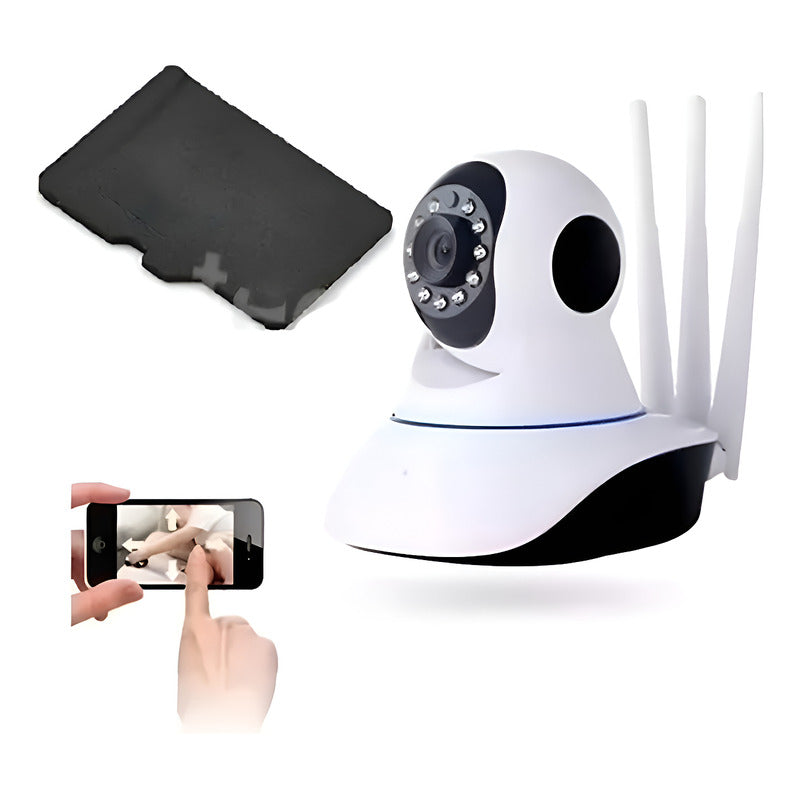 Cámara Seguridad Motorizada Visión Nocturna 360º Memoria Blanco