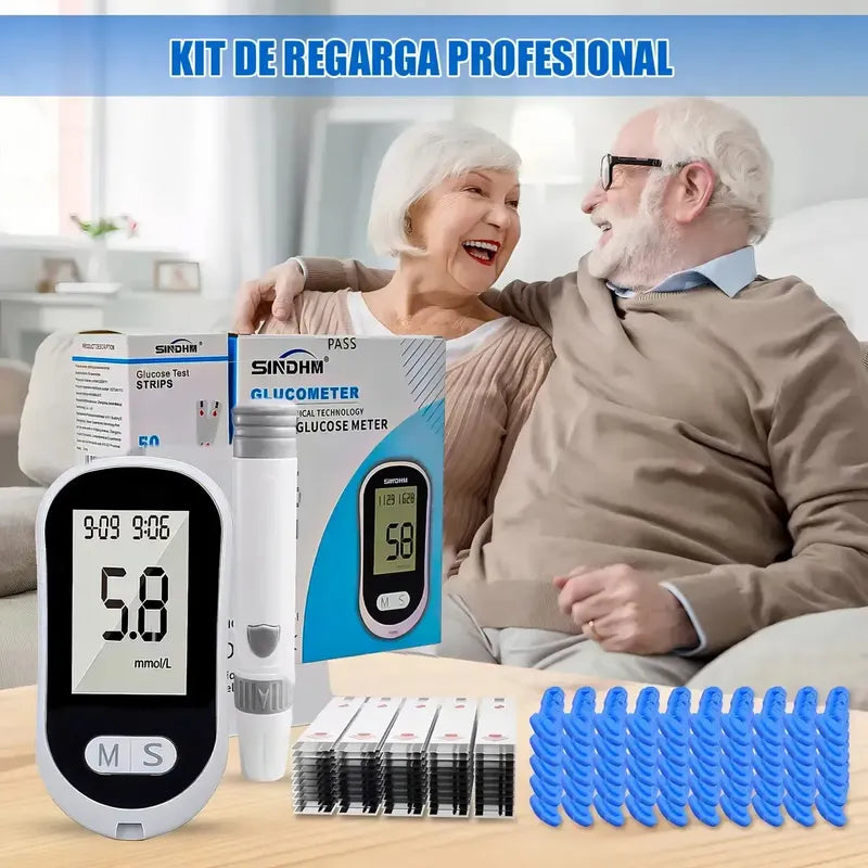 Glucómetro Digital 50 Tiras Lancetas Para Glucosa En Sangre Gris