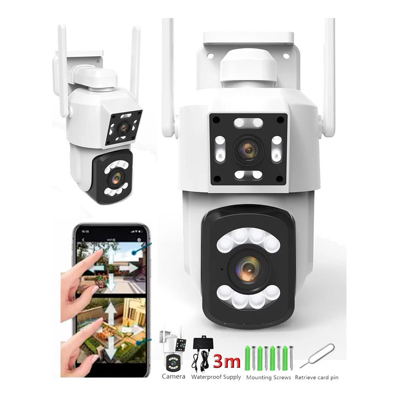 Cámara Doble Visión Wifi Ip Exterior Inalambrica Motorizada Blanco