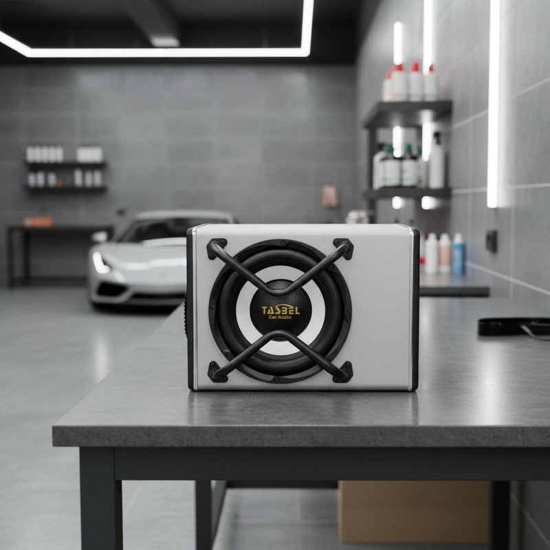 Subwoofer Amplificado 7000w 10 Pulgadas + Kit De Cables Gris