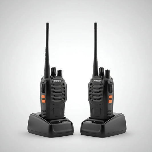Walkie Talkie Bf-888s Negro Radio Transmisor Pack Duos Recargable Por Usb Con Linterna Led Integrada 16 Canales Uhf... 400-470 Mhz