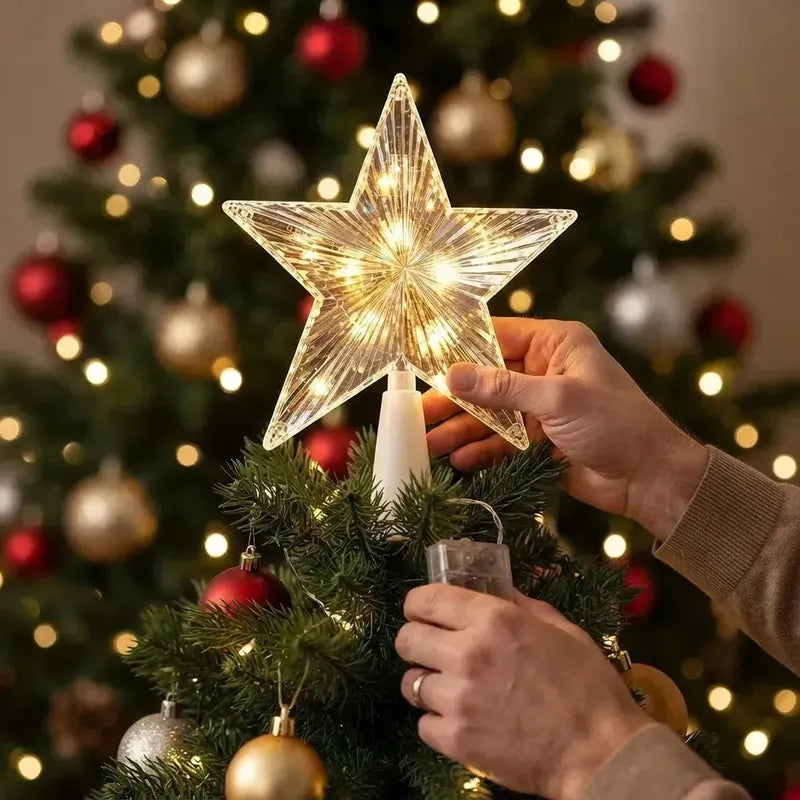 Estrella Navidad Led Calida 19cm Punta Arbol Decorativa