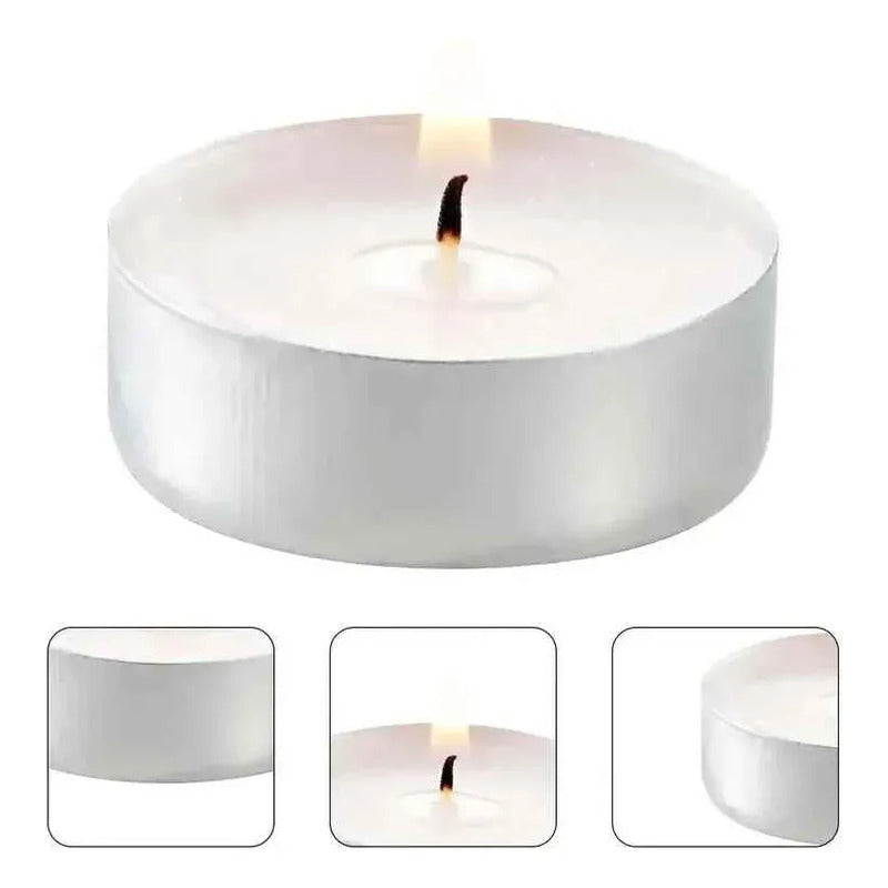 Pack Velas Tealight Blancas Decorativas Hogar Oficina 50/150 Blanco Lisa Sin Aroma 50